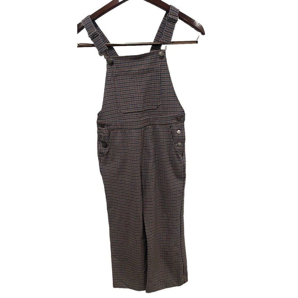 Zara Little Girls Houndstooth Pattern Overalls in Gray/Brown Size 9 - Picture 2 of 7